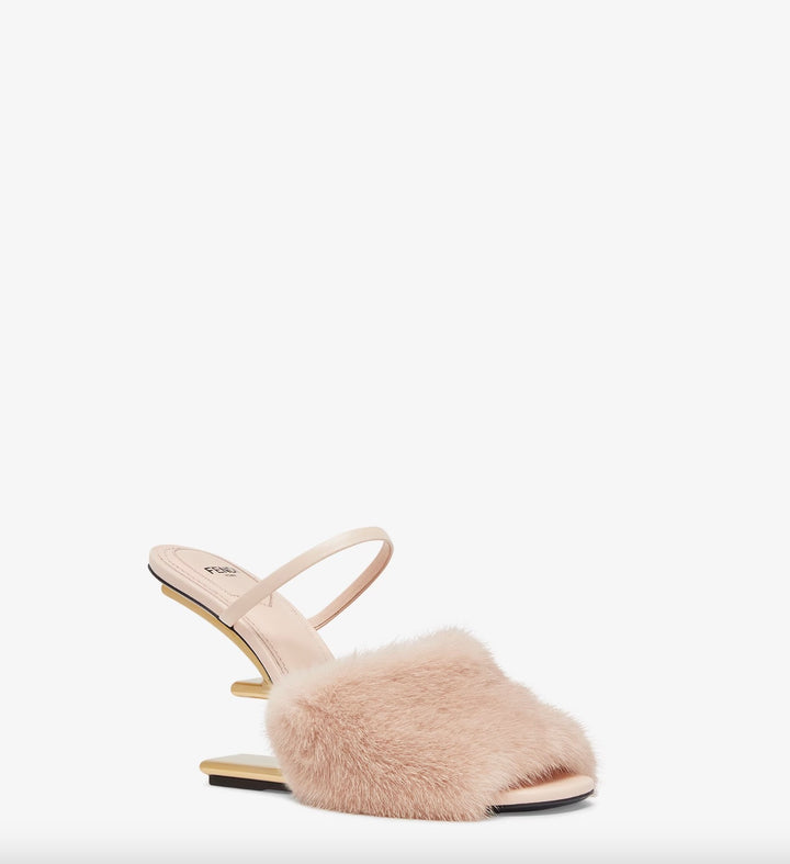 FENDI FENDI FIRST MINK HIGH HEEL MULES