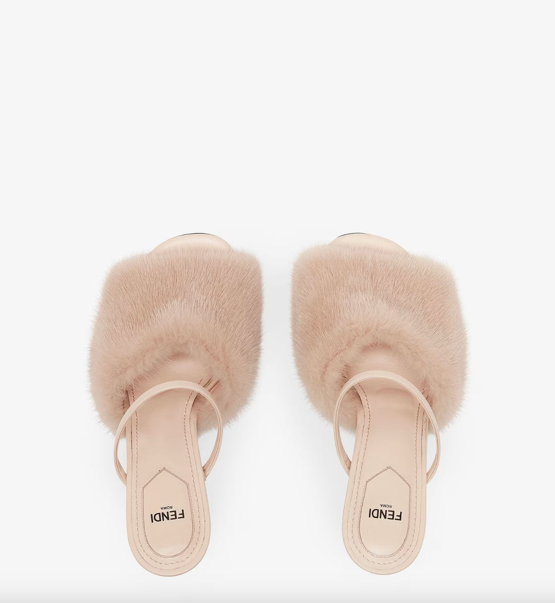 FENDI FENDI FIRST MINK HIGH HEEL MULES