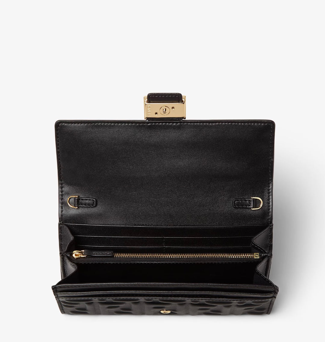 FENDI BAGUETTE NAPPA LEATHER CONTINENTAL WALLET ON CHAIN