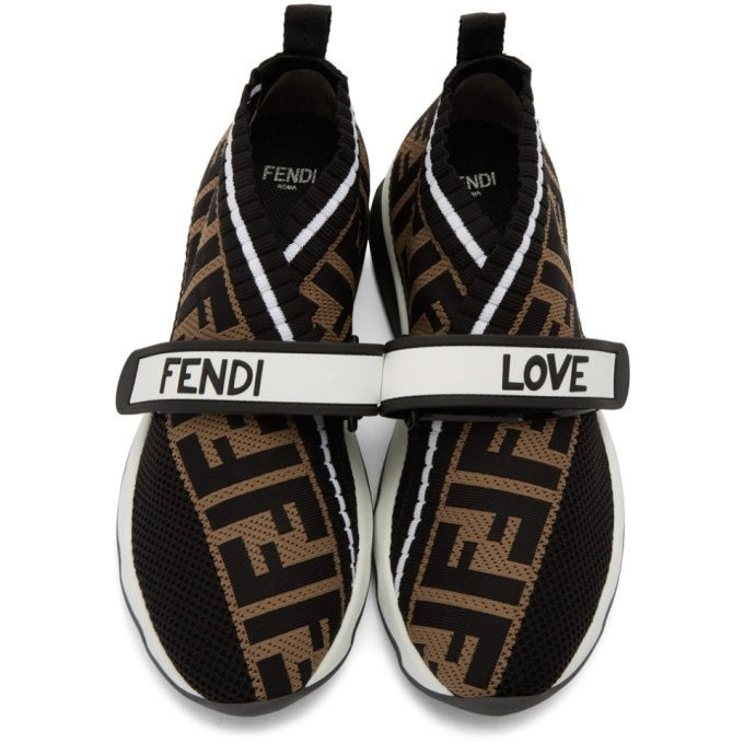 FENDI FOREVER FENDI ROCKOKO FF JACQUARD STRETCH KNIT SNEAKERS
