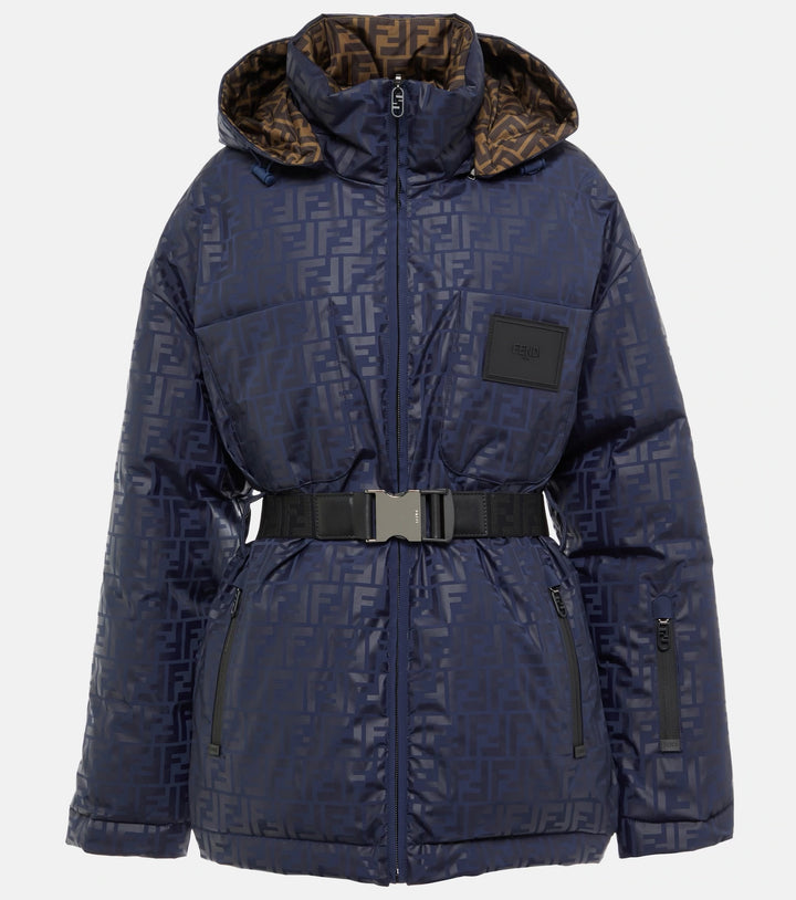 FENDI FF LOGO REVERSIBLE HOODED SKI JACKET