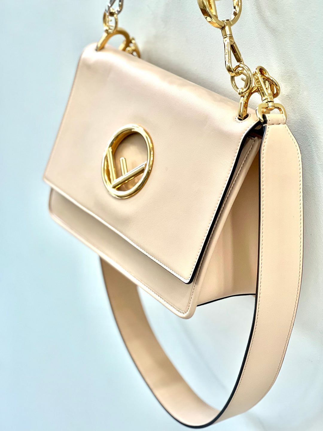 FENDI KAN I SMALL CALFSKIN LEATHER SHOULDER BAG