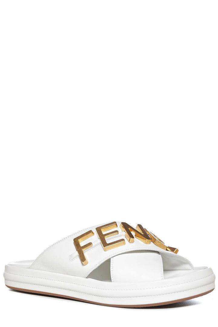 ☆ FENDI ゴールドロゴ クロスストラップ サンダル レディス BR ☆ ☆ FENDI ゴールドロゴ クロスストラップ サンダル レディス BR ☆