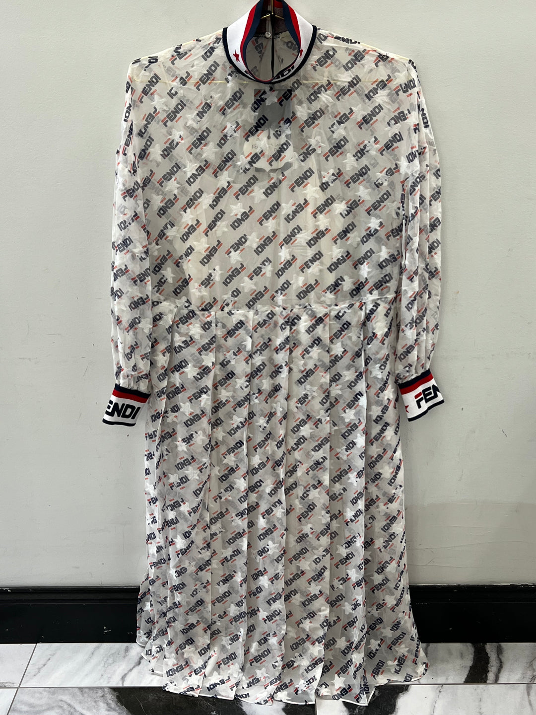 FENDI X FILA MANIA LOGO PRINT SILK BLEND DRESS