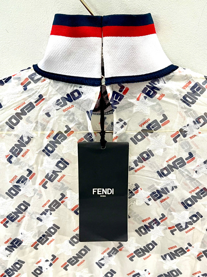 FENDI X FILA MANIA LOGO PRINT SILK BLEND DRESS