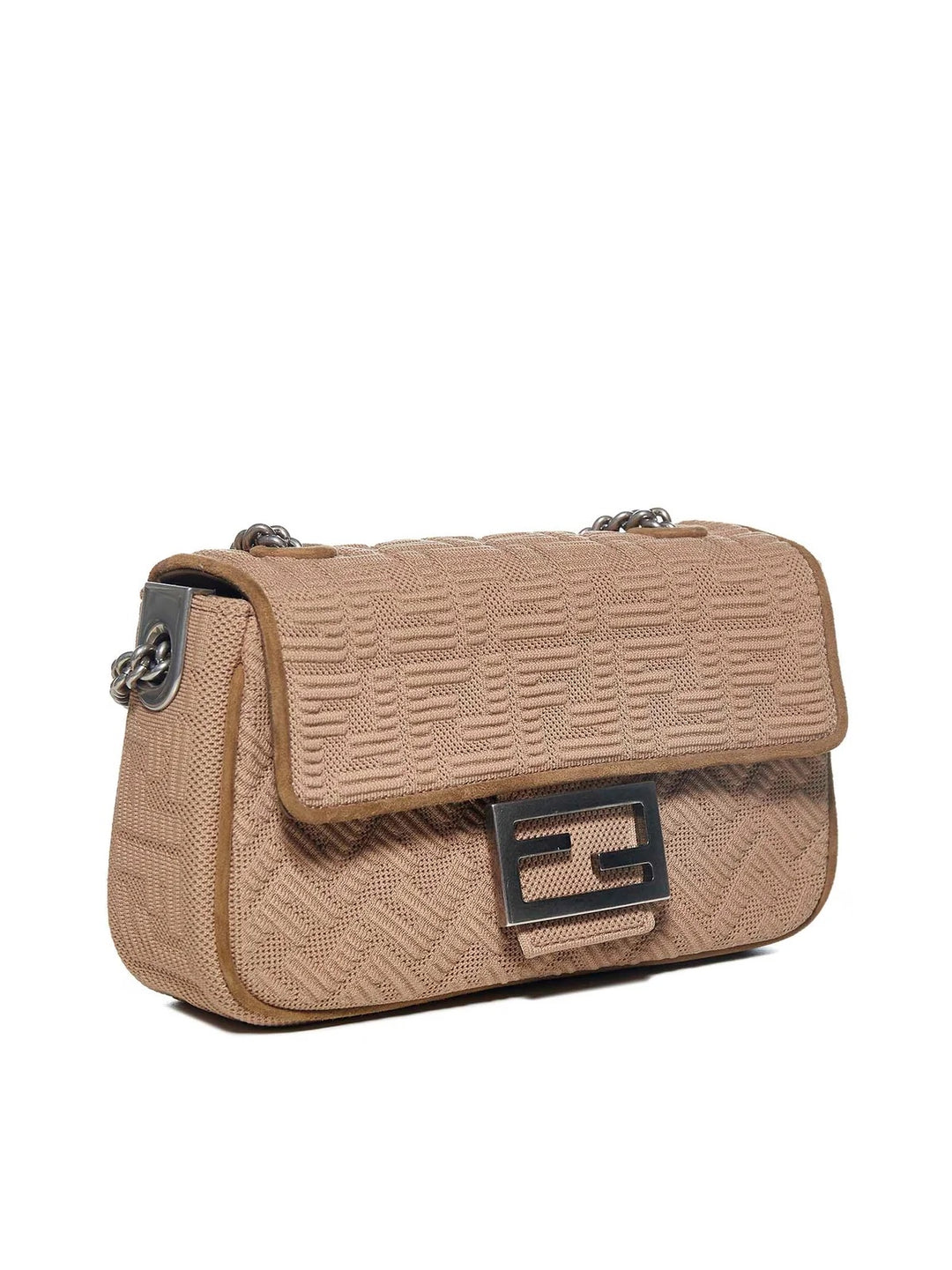 FENDI MIDI KNIT FF 1974 CHAIN BAGUETTE MEDIUM BAG