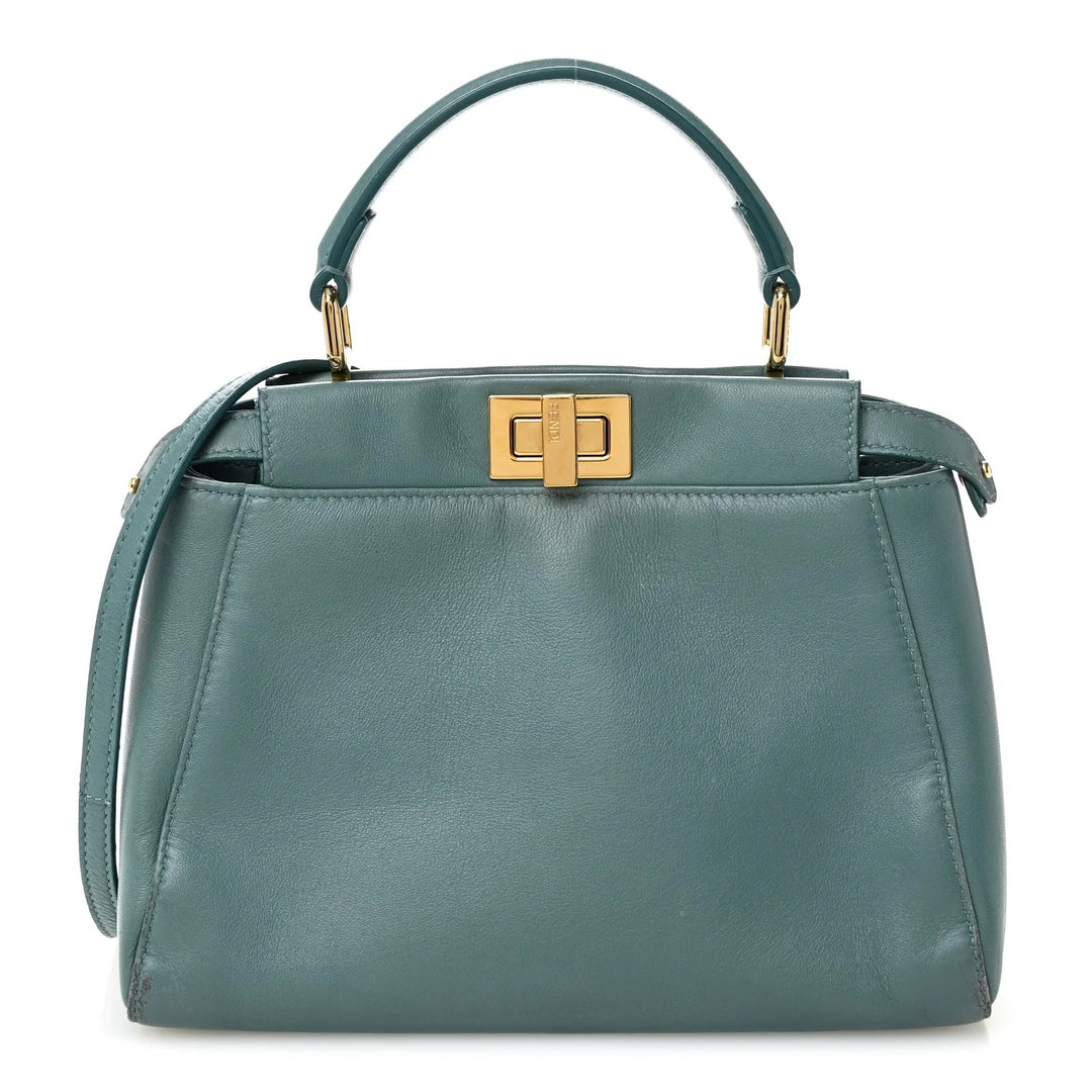 FENDI MINI PEEKABOO ICONIC NAPPA LEATHER SATCHEL BAG