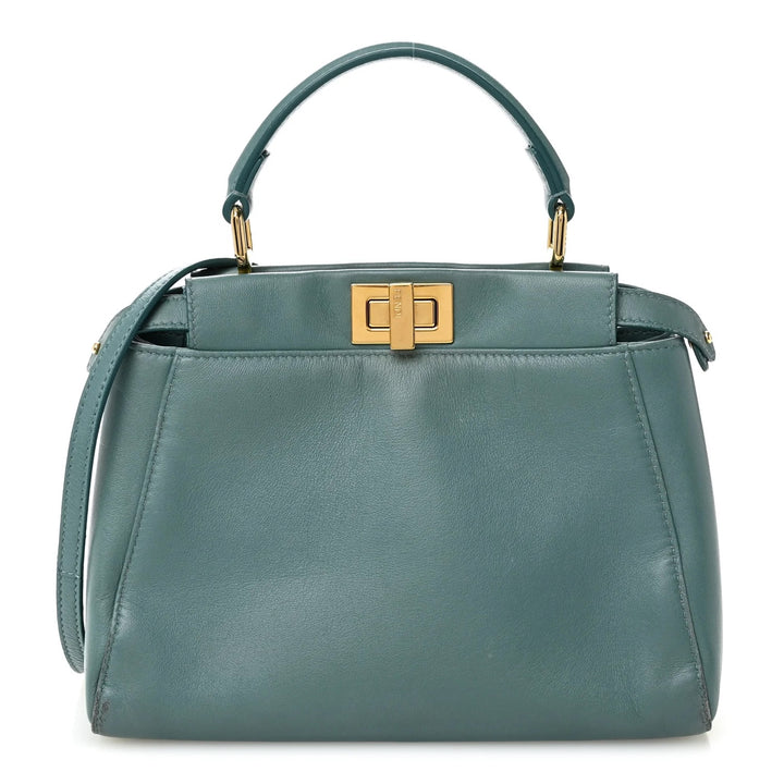 FENDI MINI PEEKABOO ICONIC NAPPA LEATHER SATCHEL BAG