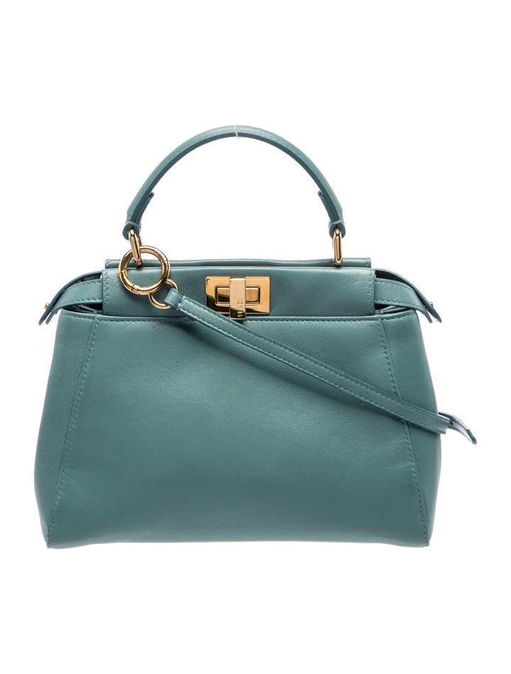 FENDI MINI PEEKABOO ICONIC NAPPA LEATHER SATCHEL BAG