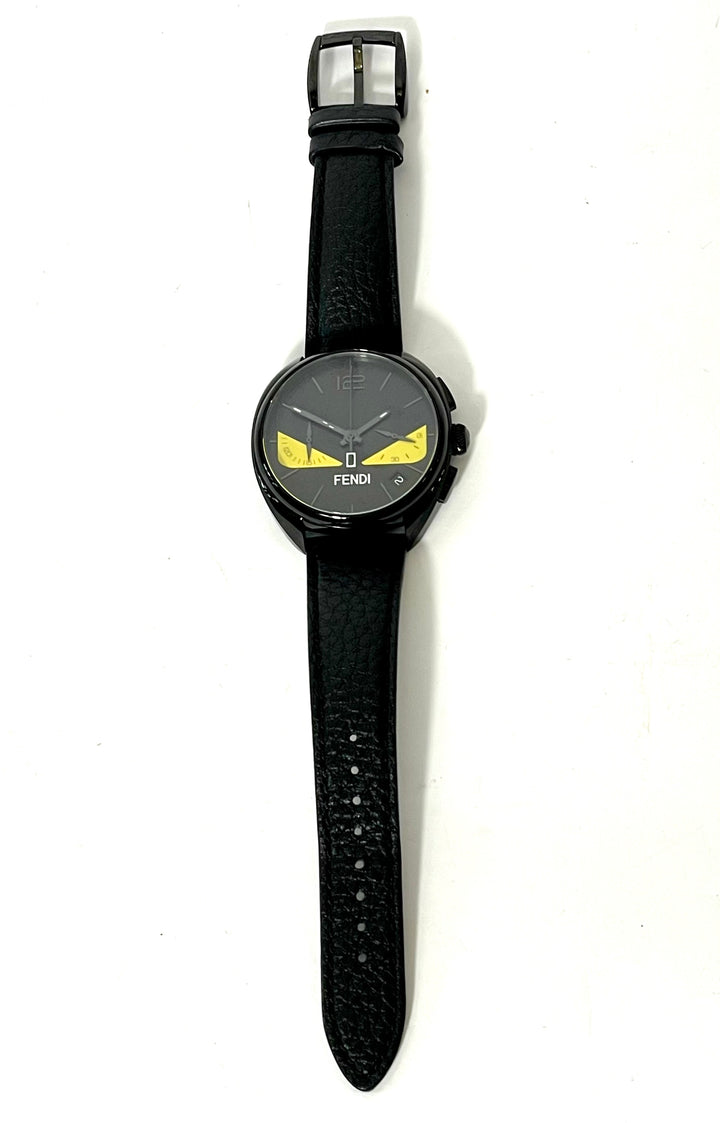 FENDI MOMENTO FENDI BUGS LEATHER STRAP WATCH