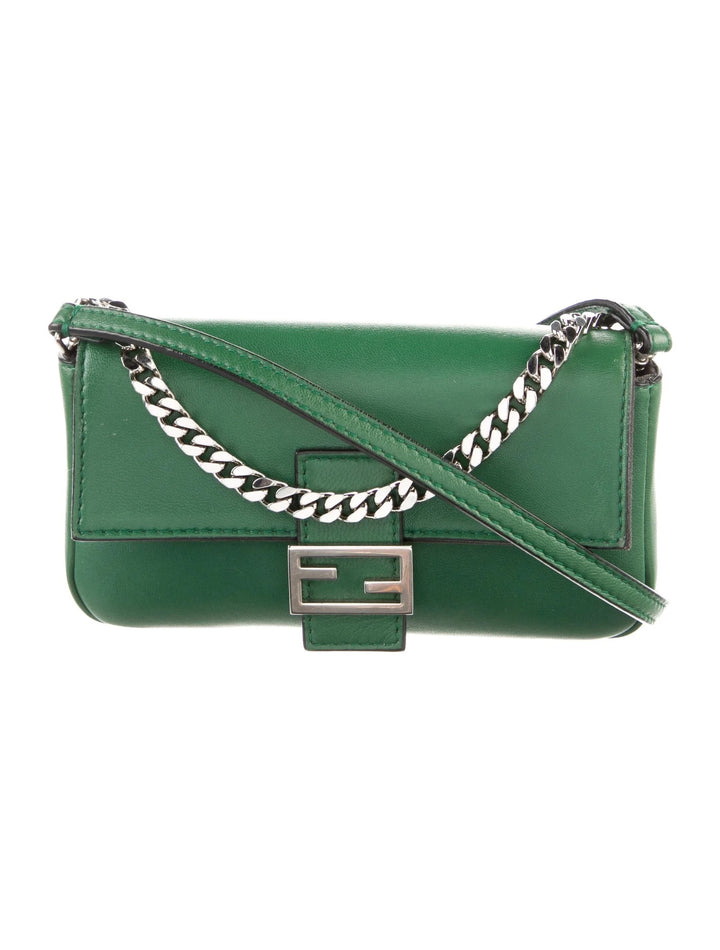 FENDI NAPPA LEATHER MICRO BAGUETTE SHOULDER BAG
