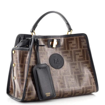 FENDI FF 1974 PEEKABOO DEFENDER GLAZED CANVAS &amp; LEATHER MINI SATCHEL
