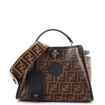 FENDI FF 1974 PEEKABOO DEFENDER GLAZED CANVAS &amp; LEATHER MINI SATCHEL