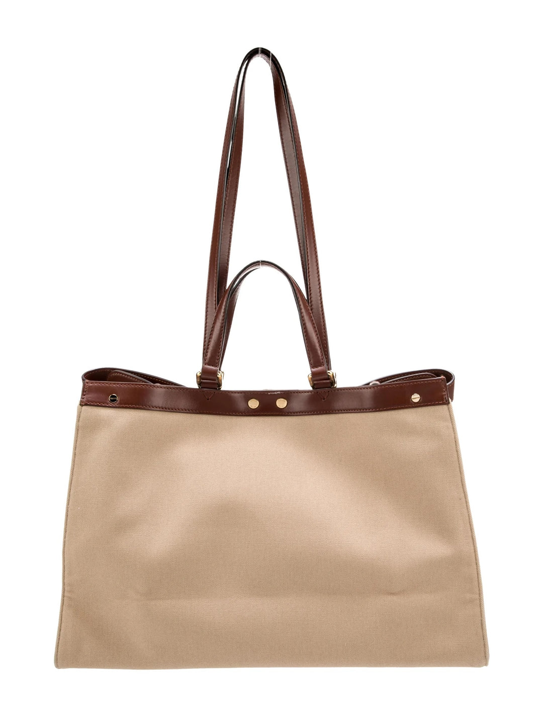 FENDI PEEKABOO X FF LITE ZUCCA CANVAS &amp; LEATHER MEDIUM TOTE BAG