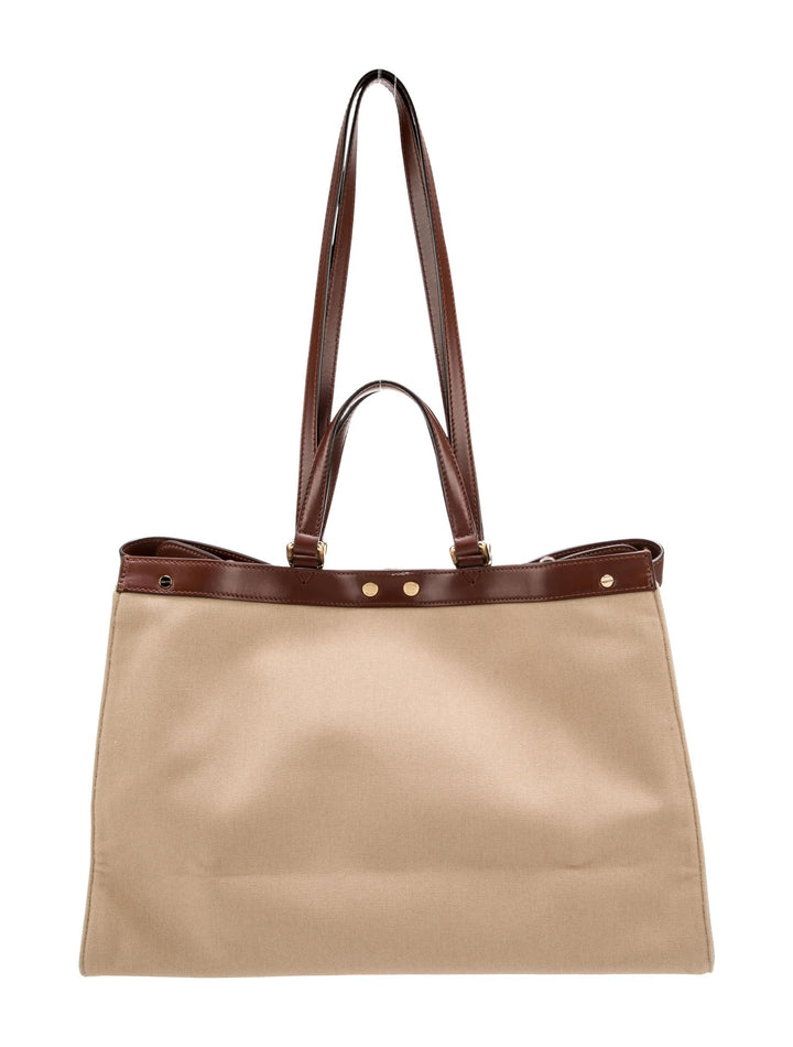 FENDI PEEKABOO X FF LITE ZUCCA CANVAS &amp; LEATHER MEDIUM TOTE BAG