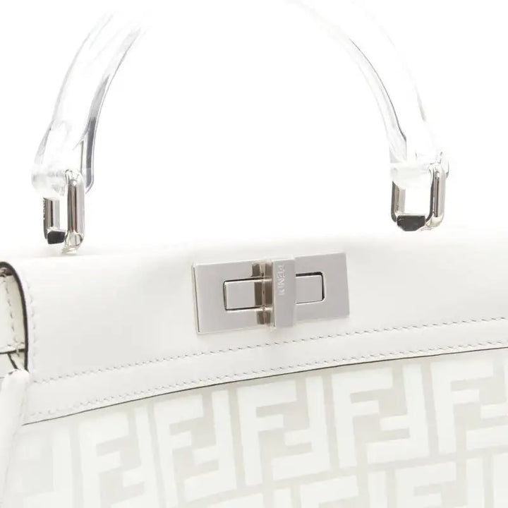 FENDI PEEKABOO FF ZUCCA CLEAR PVC CALFSKIN LEATHER SHOULDER BAG