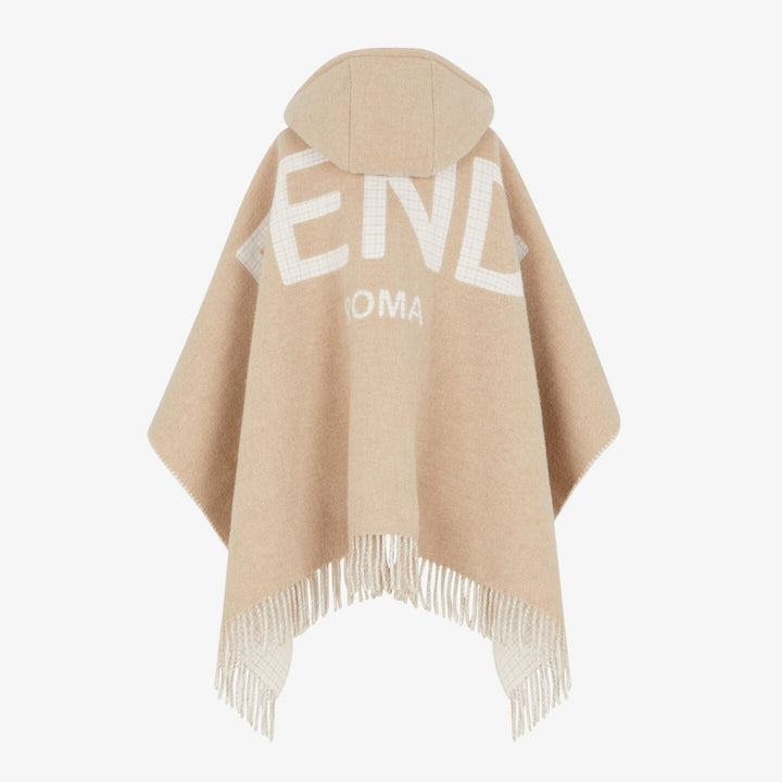 FENDI ROMA BEIGE WOOL &amp; CASHMERE PONCHO