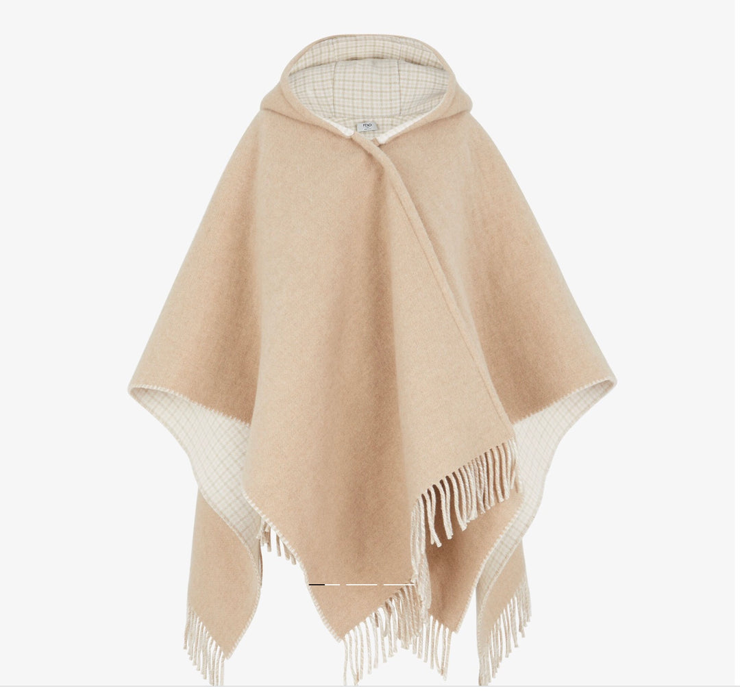 FENDI ROMA BEIGE WOOL &amp; CASHMERE PONCHO