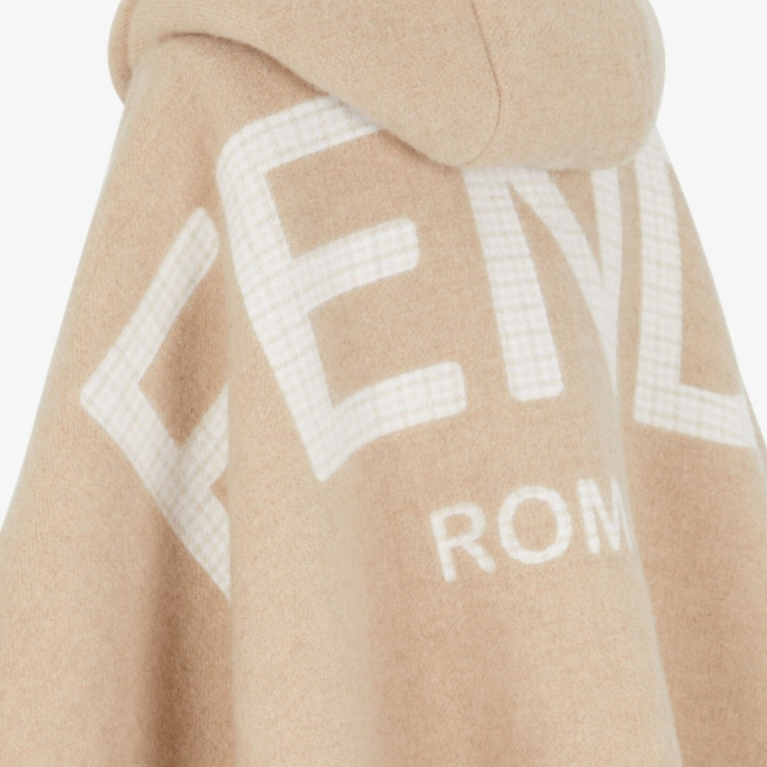 ポンチョ・ケープ FENDI ROMA WOOL AND CASHMERE BLEND CAPE 𝐅𝐞𝐧𝐝𝐢 Reversible Wool Cashmere Blend Cape, Solid Gray