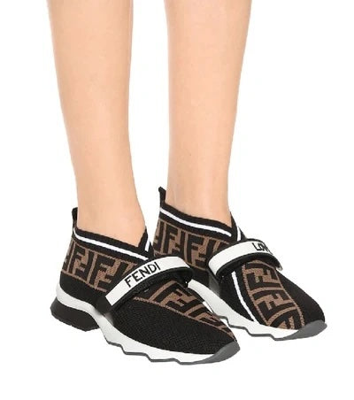 FENDI FOREVER FENDI ROCKOKO FF JACQUARD STRETCH KNIT SNEAKERS