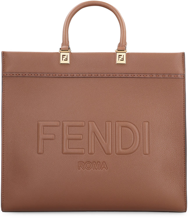 FENDI SUNSHINE CALFSKIN LEATHER MEDIUM SHOPPER TOTE BAG