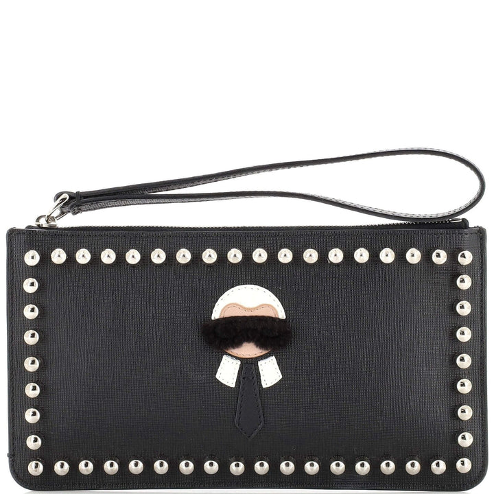 FENDI SAFFIANO LEATHER KARLITO CLUTCH BAG WRISTLET