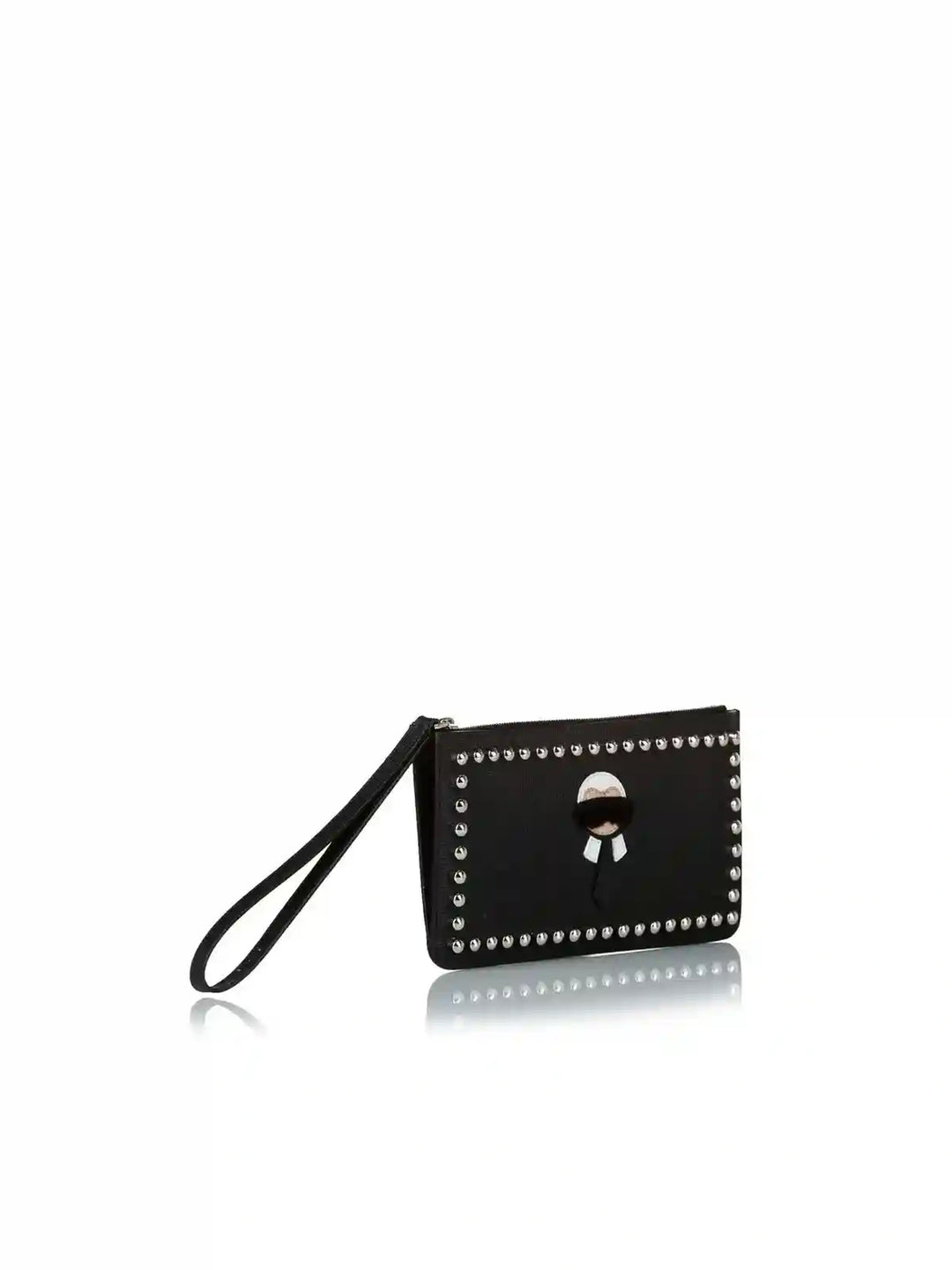 FENDI SAFFIANO LEATHER KARLITO CLUTCH BAG WRISTLET