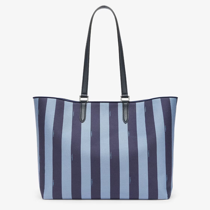 FENDI  BLUE PEQUIN JACQUARD SIGNATURE SHOPPER TOTE BAG