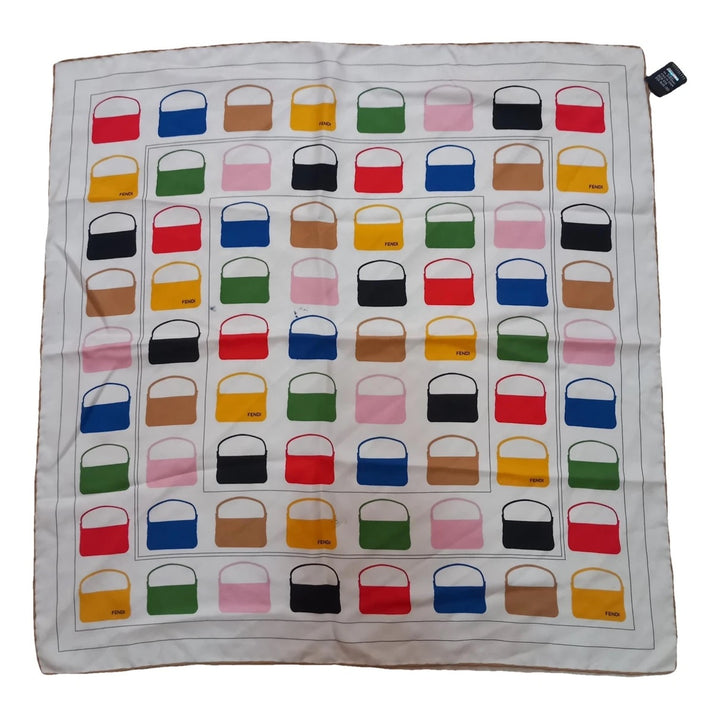 FENDI BAG PRINT SILK SCARF IN MULTICOLOR