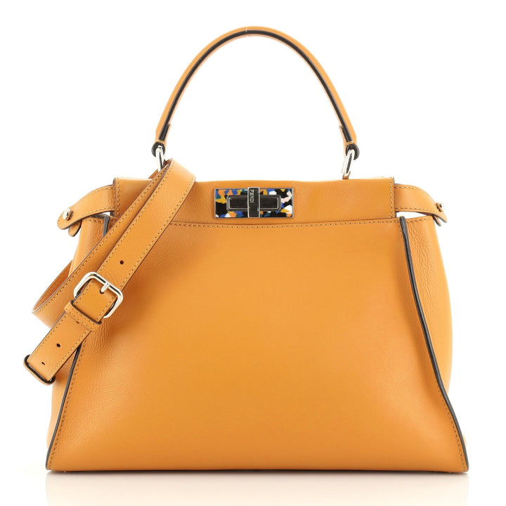 FENDI PEEKABOO NAPPA LEATHER PLEXIGLASS ACCENT SHOULDER  BAG