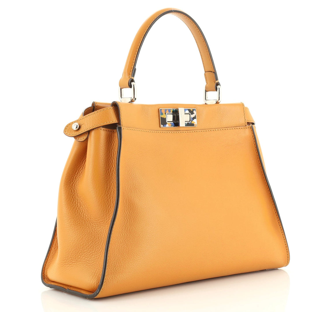 FENDI PEEKABOO NAPPA LEATHER PLEXIGLASS ACCENT SHOULDER  BAG