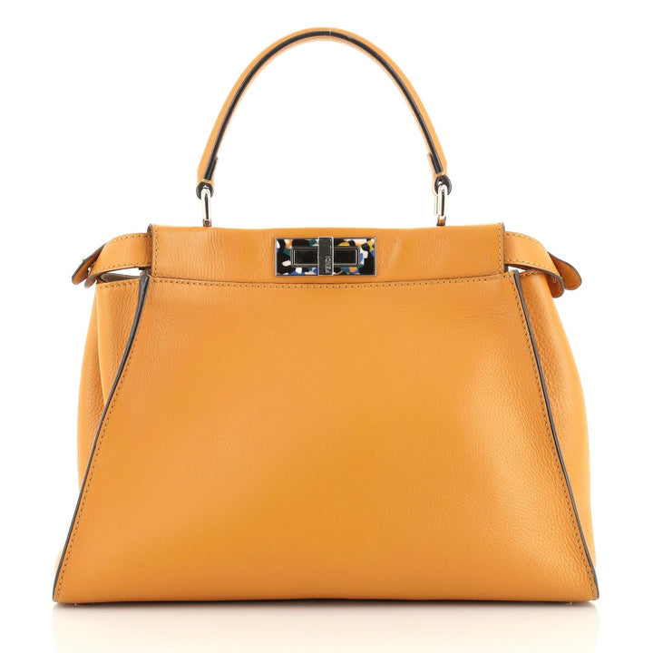 FENDI PEEKABOO NAPPA LEATHER PLEXIGLASS ACCENT SHOULDER  BAG