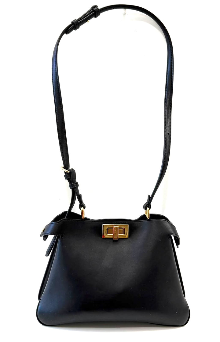 FENDI PEEKABOO SMALL SOFT CALFSKIN LEATHER SHOULDER BAG