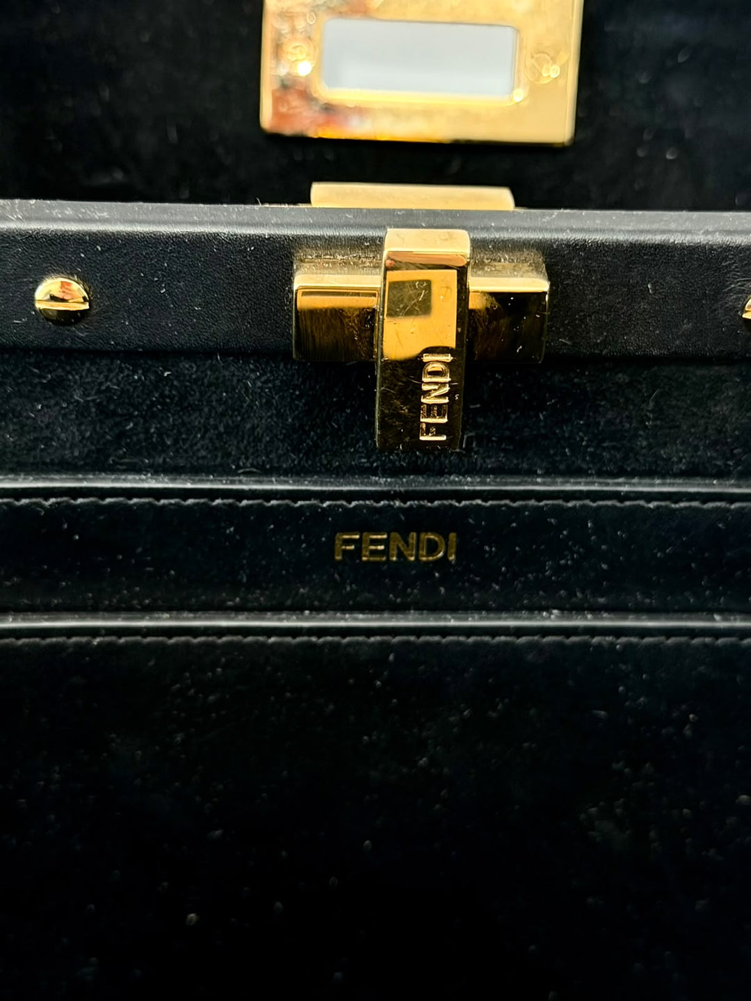 FENDI PEEKABOO SMALL SOFT CALFSKIN LEATHER SHOULDER BAG