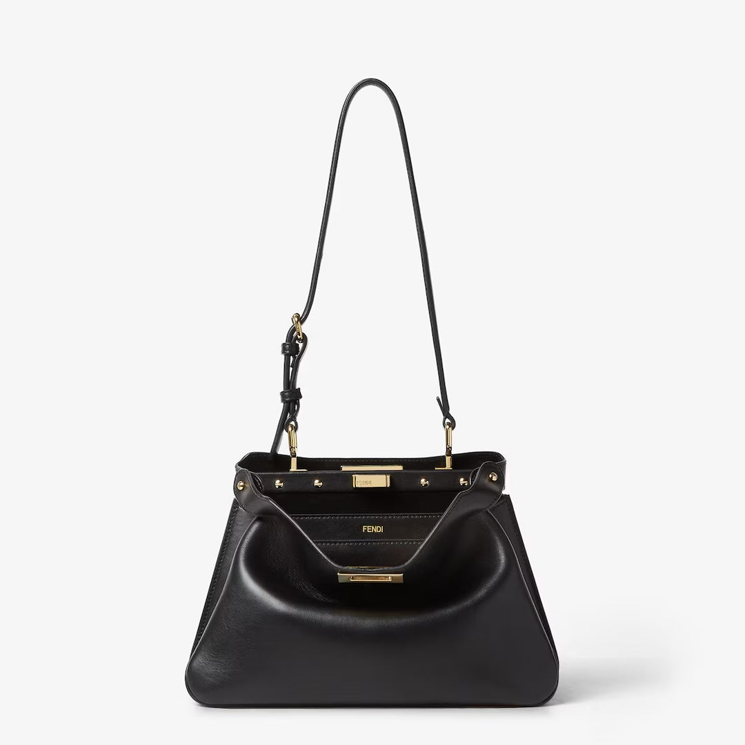FENDI PEEKABOO SMALL SOFT CALFSKIN LEATHER SHOULDER BAG