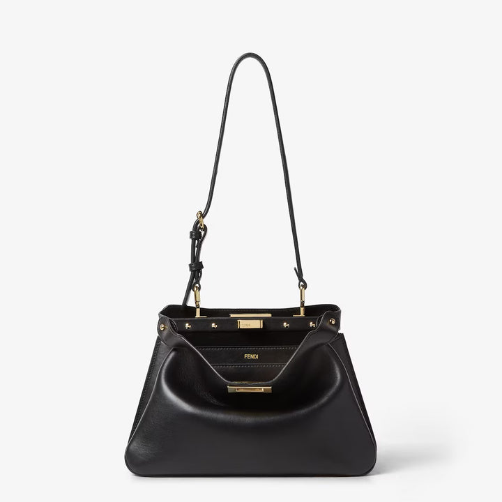 FENDI PEEKABOO SMALL SOFT CALFSKIN LEATHER SHOULDER BAG