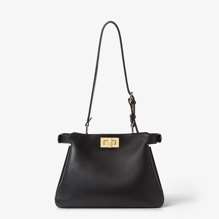 FENDI PEEKABOO SMALL SOFT CALFSKIN LEATHER SHOULDER BAG