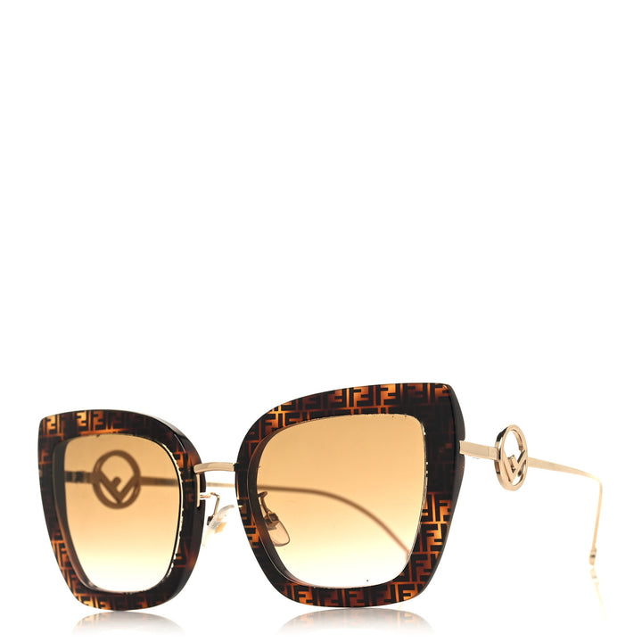 FENDI FF LOGO SQUARE CAT-EYE SUNGLASSES FF-0424/F/S HAVANA  display picture 2