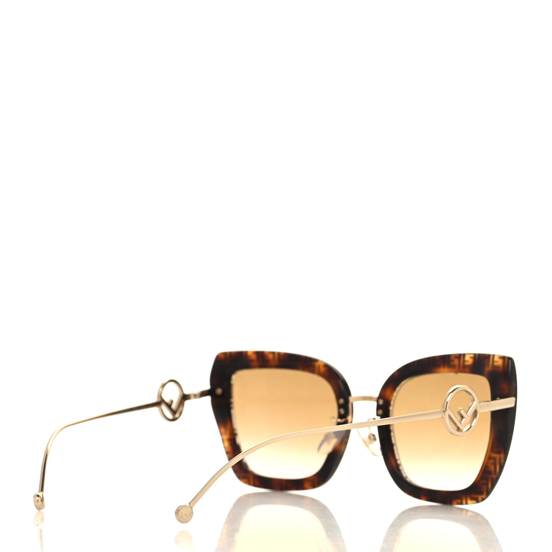 Fendi FF 0007/S Sunglasses Dark Havana Tortoise Gold FF Logo Square Italy NEW Fendi FF Squared 52MM Rectangular Sunglasses | Saks Fifth Avenue main image 2