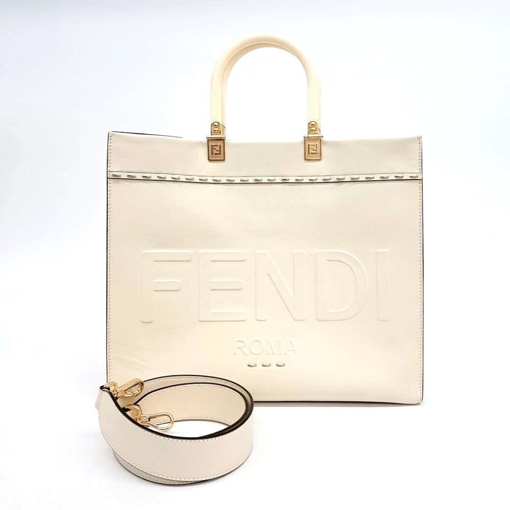 FENDI SUNSHINE MEDIUM CALFSKIN LEATHER SHOPPER TOTE BAG