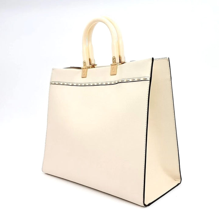 FENDI SUNSHINE MEDIUM CALFSKIN LEATHER SHOPPER TOTE BAG