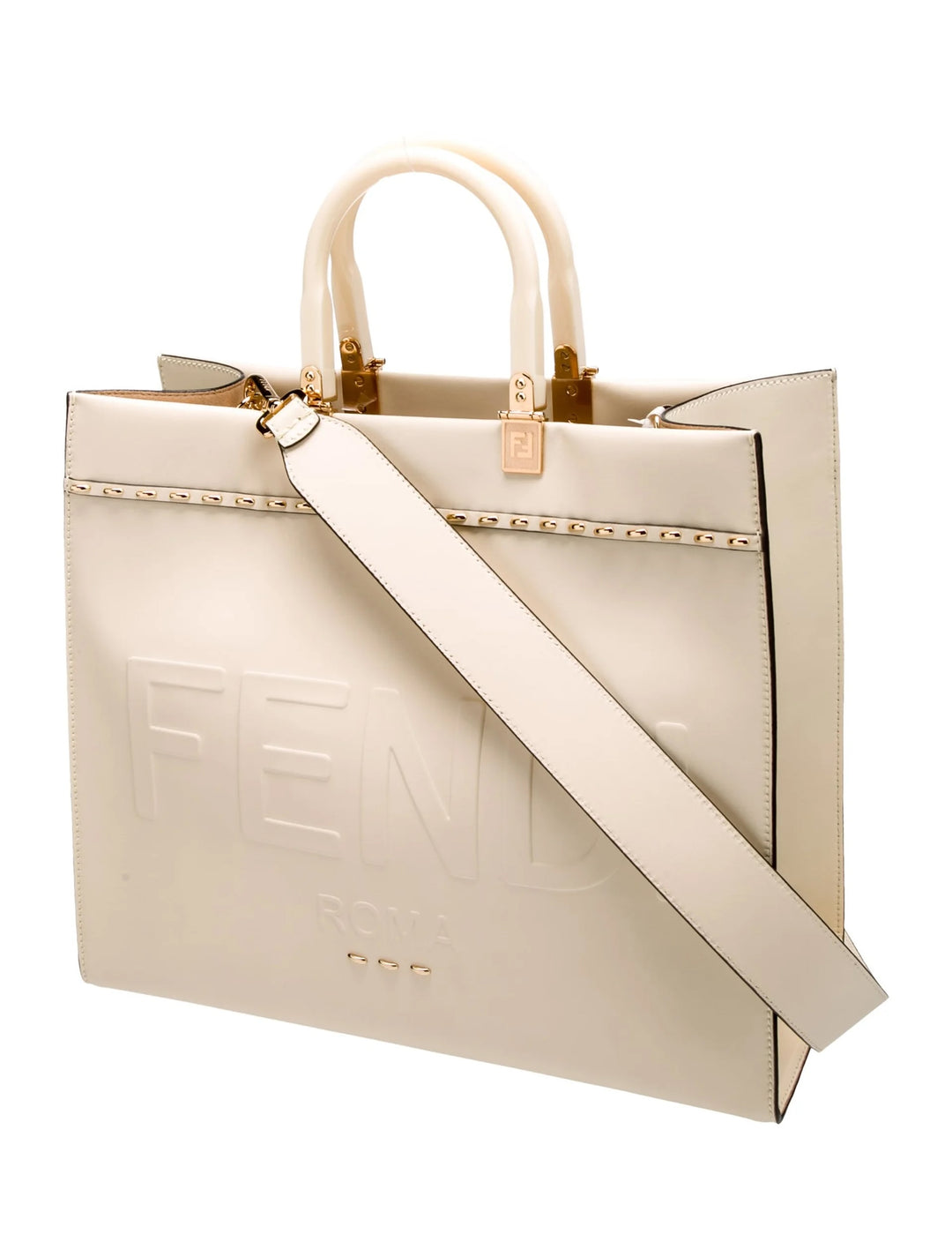 FENDI SUNSHINE MEDIUM CALFSKIN LEATHER SHOPPER TOTE BAG