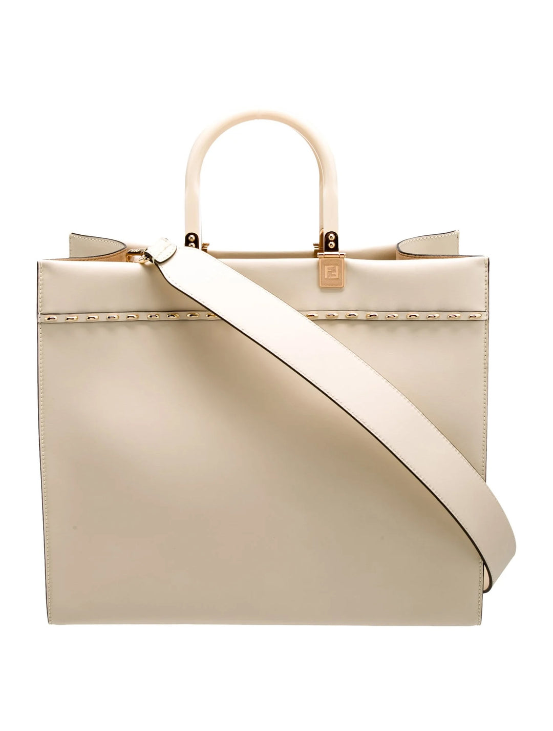 FENDI SUNSHINE MEDIUM CALFSKIN LEATHER SHOPPER TOTE BAG