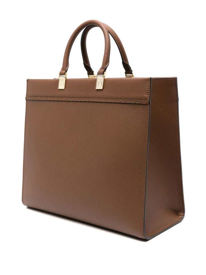FENDI SUNSHINE CALFSKIN LEATHER MEDIUM SHOPPER TOTE BAG
