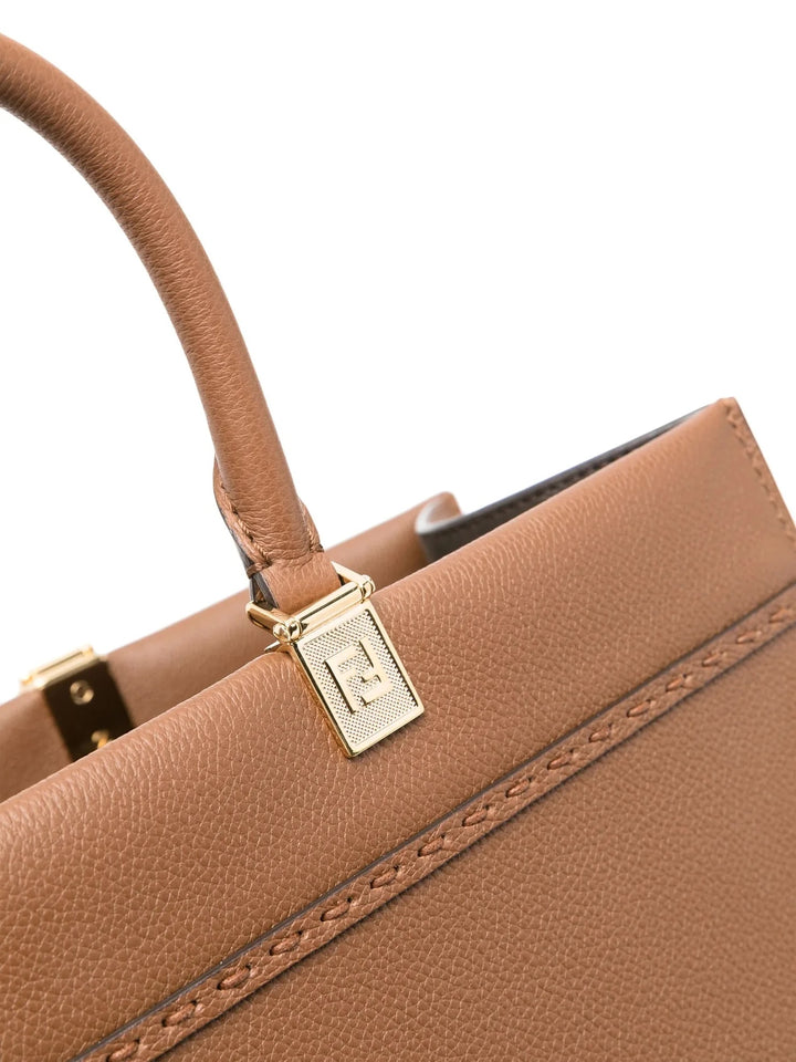 FENDI SUNSHINE CALFSKIN LEATHER MEDIUM SHOPPER TOTE BAG