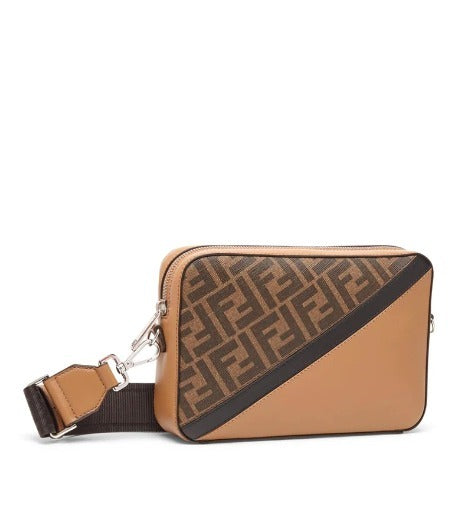 FENDI VITELLO FF 1974 DIAGONAL BI-COLOR CAMERA BAG