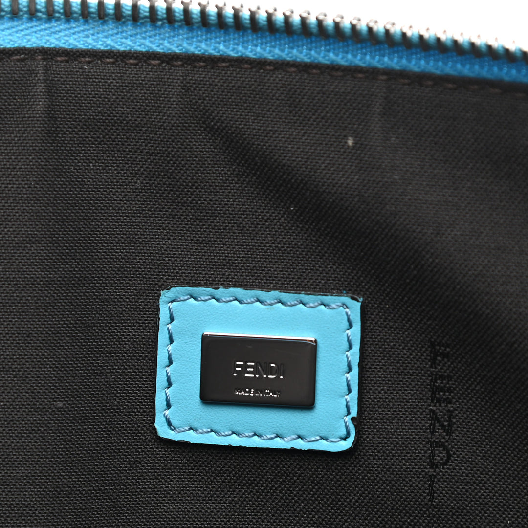 FENDI ROMA EMBOSSED LOGO LARGE POUCH CLUTCH BAG
