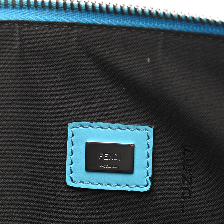 FENDI ROMA EMBOSSED LOGO LARGE POUCH CLUTCH BAG