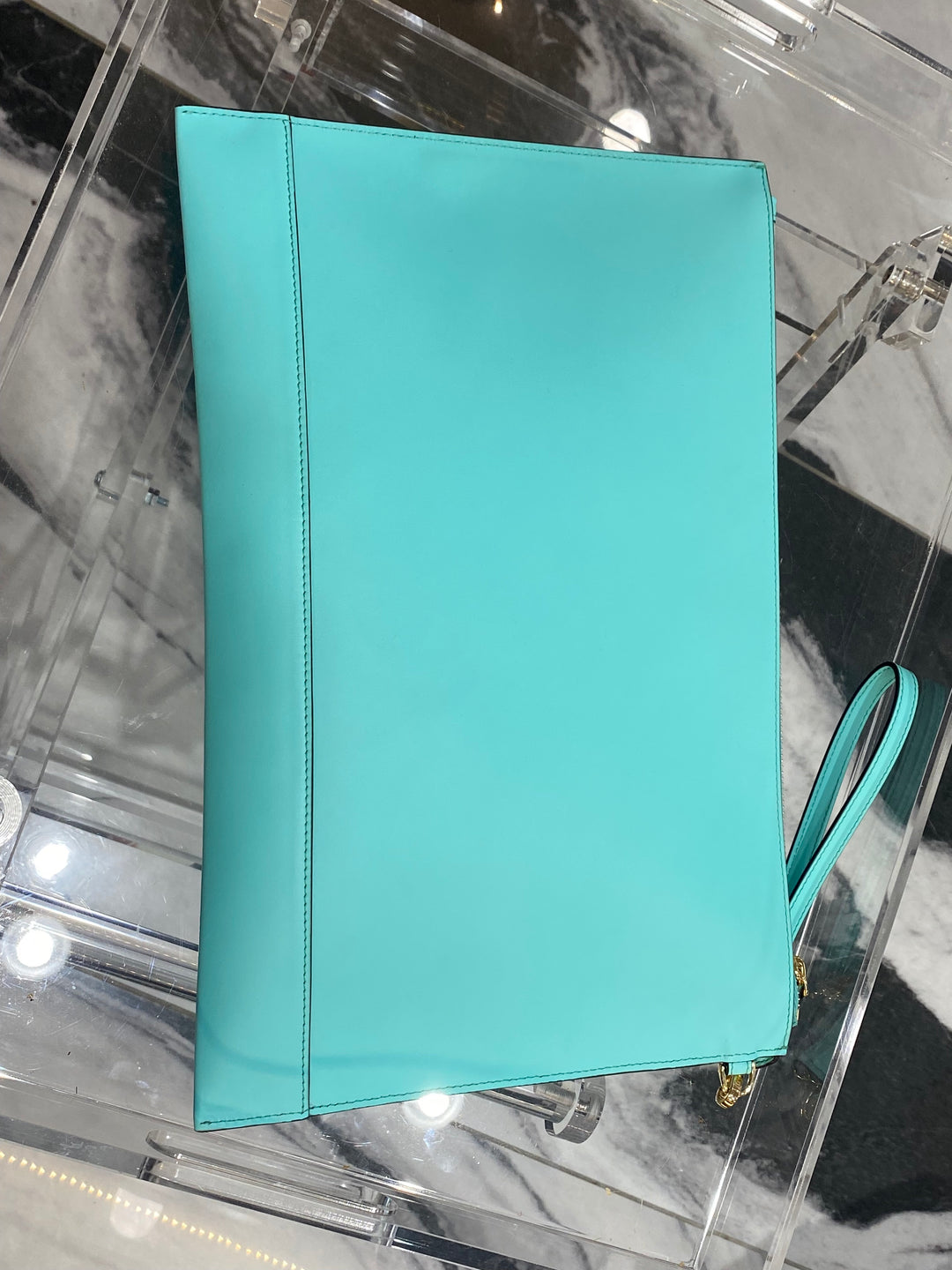 FENDI ROMA EMBOSSED LOGO LARGE POUCH CLUTCH BAG