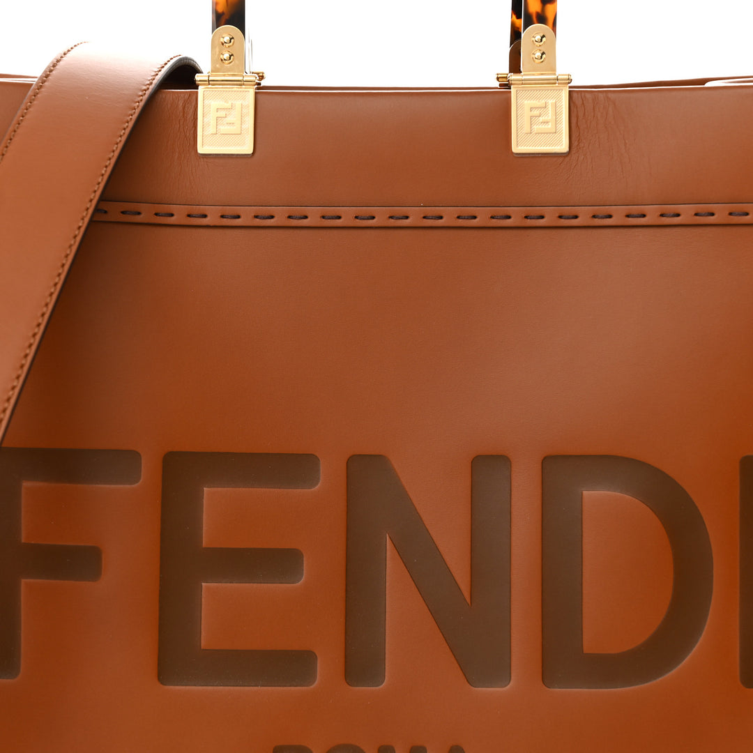 FENDI CALFSKIN LEATHER MEDIUM FENDI SUNSHINE TOTE BAG